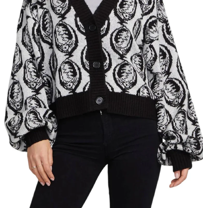 Grateful Dead Steal Your Face Cardigan In Bright White