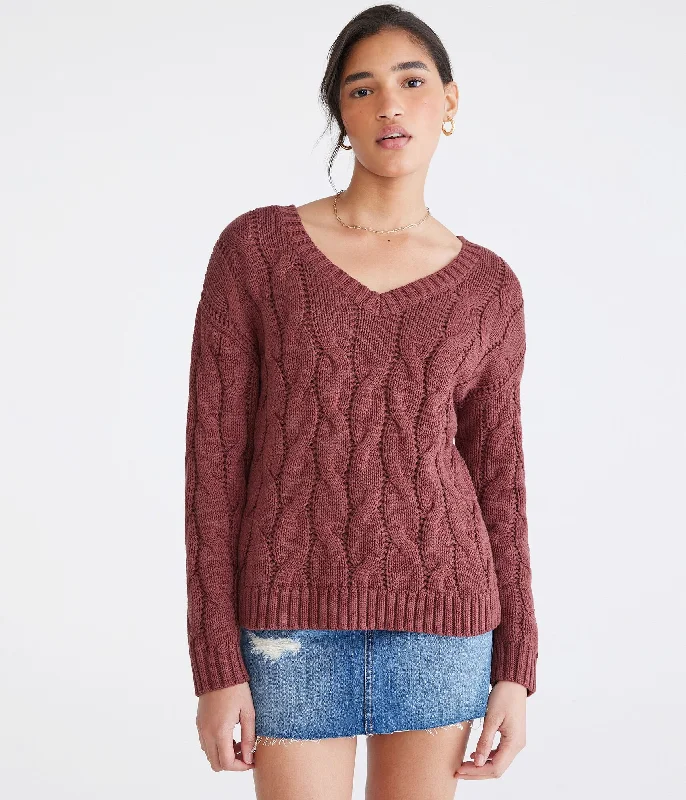 Aeropostale Wear 2 Ways Oversized Cable Sweater