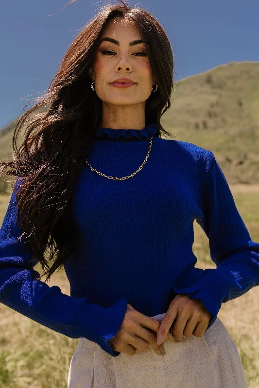 Olympia Sweater Top | Cobalt