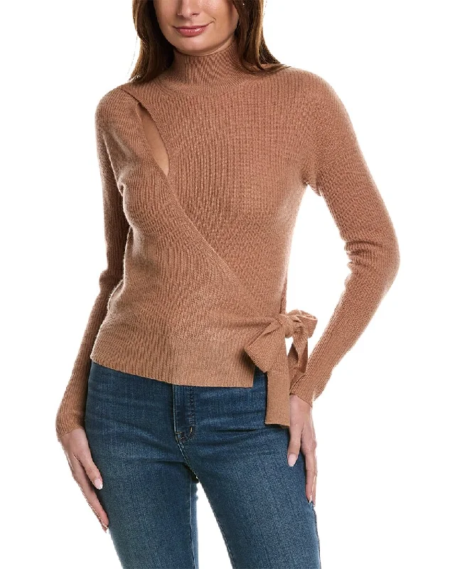 InCashmere Wrap Front Cashmere Sweater