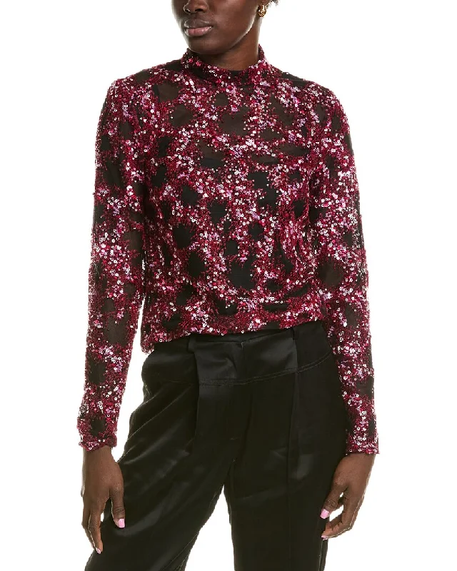 BCBGMAXAZRIA Sequin Turtleneck Pullover