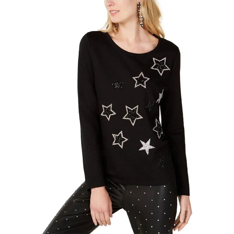 I-N-C Womens Rhinestone Star Sweatshirt