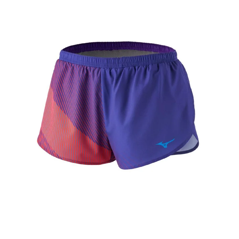 Mizuno Womens 5 Inch Printable Athletic Workout Shorts, Purple, Medium