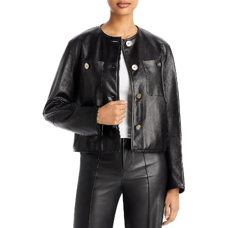 Lafayette 148 New York Womens Active Cropped Leather Jacket