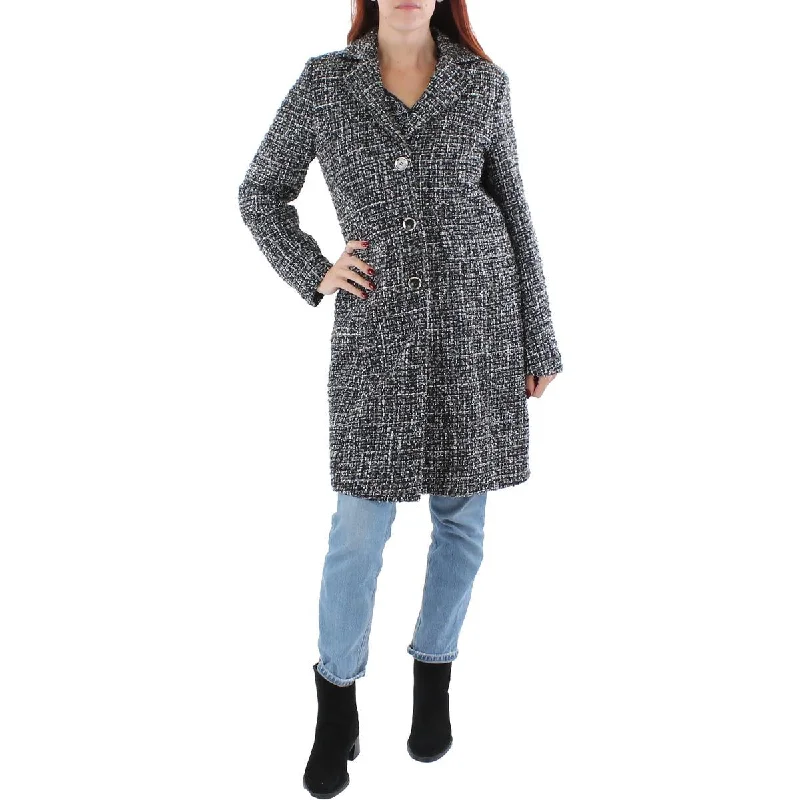 Laundry by Shelli Segal Womens Tweed Metallic Walker Coat