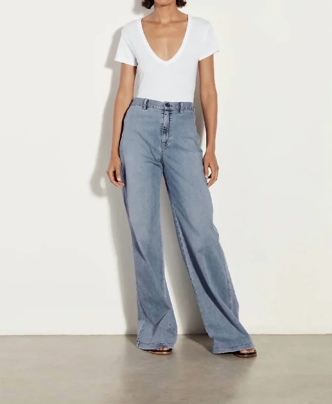 High Waisted Wide Leg Jeans In Midwash