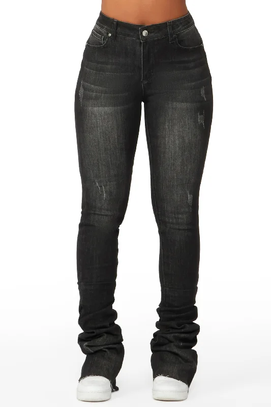 Makena Black Super Stacked Jean