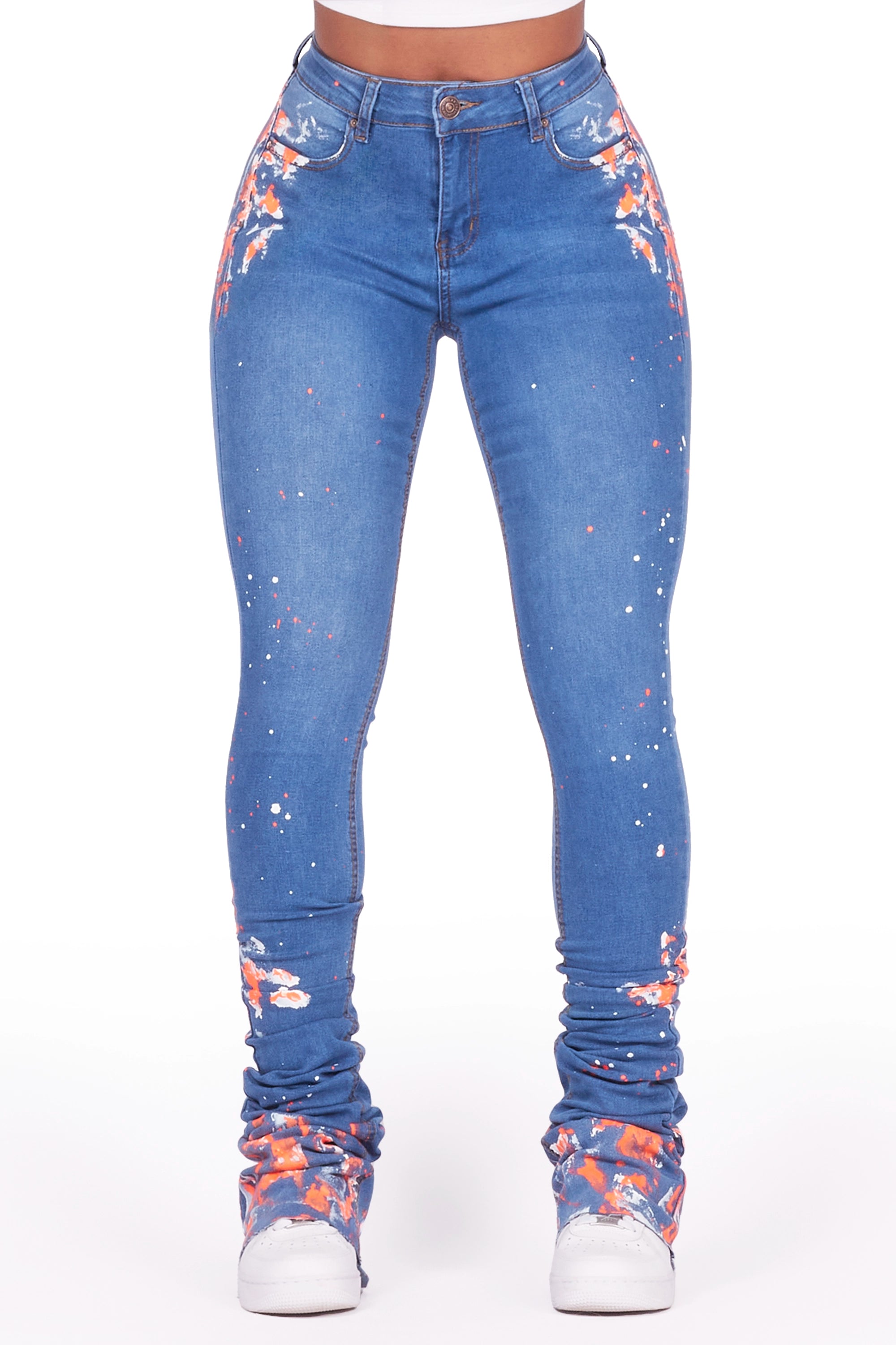 Khalia Med. Wash Painted Super Stacked Jean