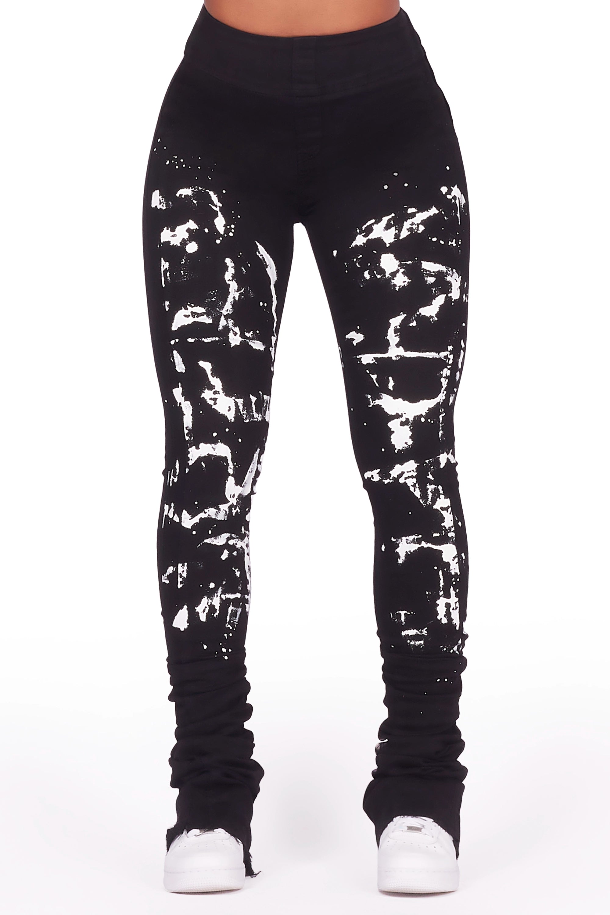 Kaya Black Painted Super Stacked Jean