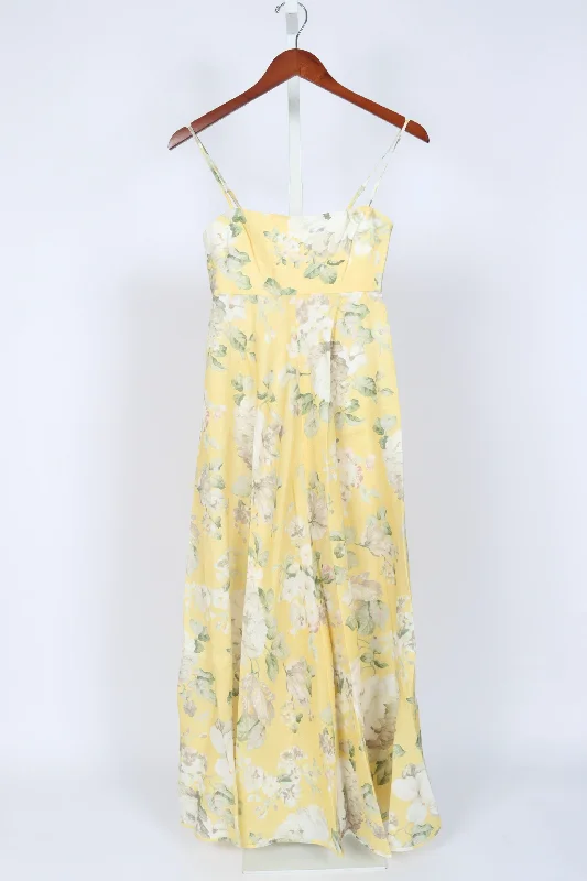 Acacia Bandeau Midi Dress - Yellow Floral