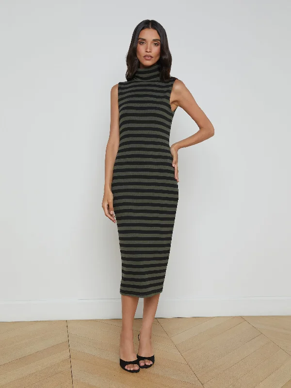 Brita Striped Turtleneck Dress