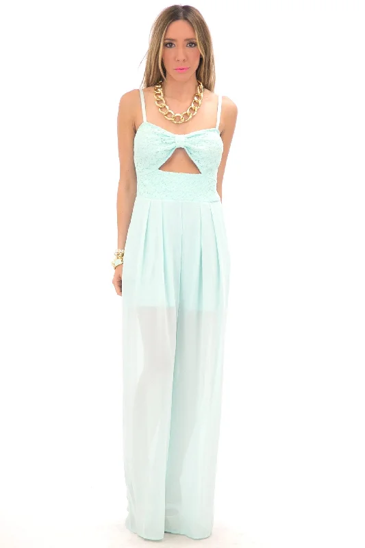 LEIA LACE DETAIL JUMPSUIT - Mint