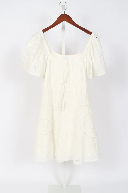 Light Broderie Anglaise Layer Dress - Egret