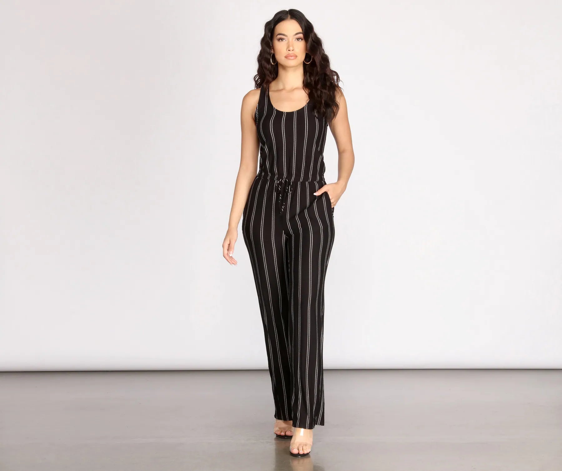 Stripe Decision Sleeveless Jumpsuit