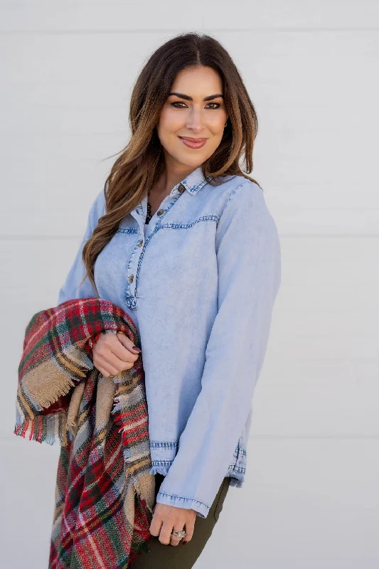 Acid Washed Denim Blouse