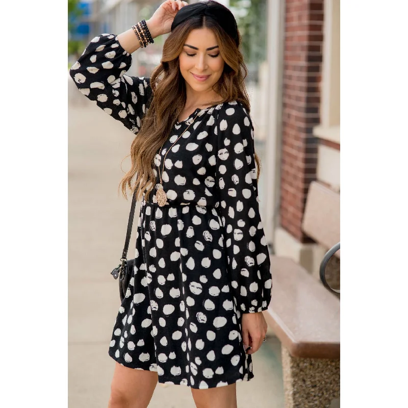 Black Polka Dot Sweater Dress