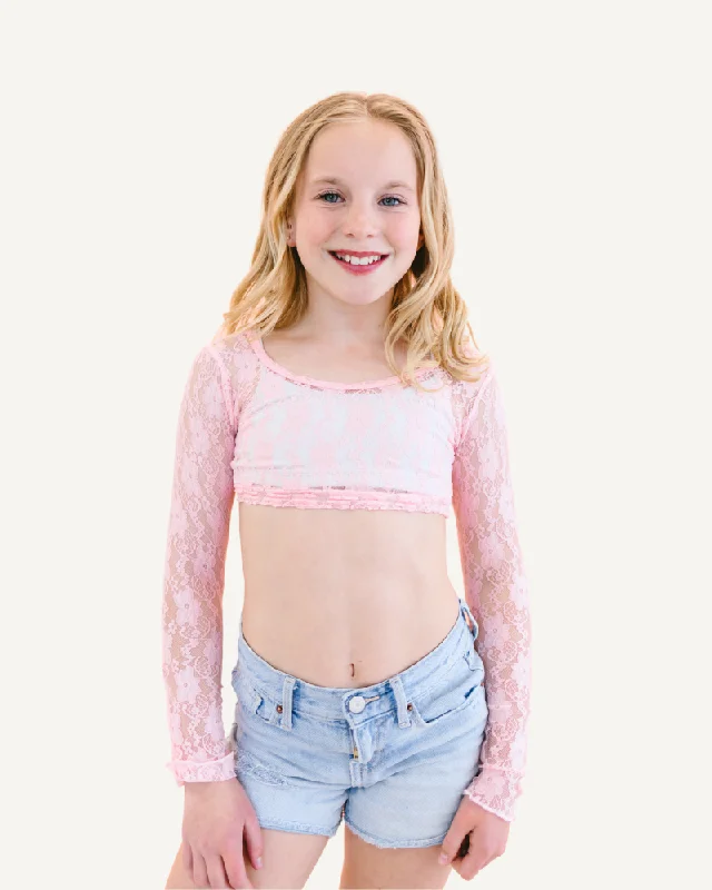 Girlee Long Sleeve Pink Lace