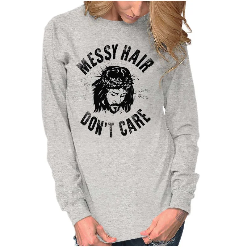 Messy Hair Jesus Long Sleeve T Shirt