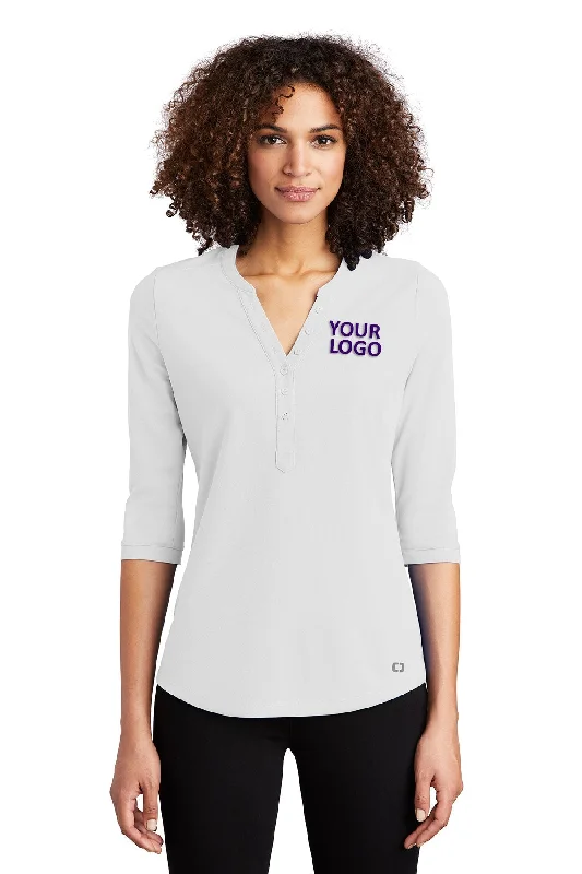 OGIO Ladies Jewel Branded Henleys, Bright White