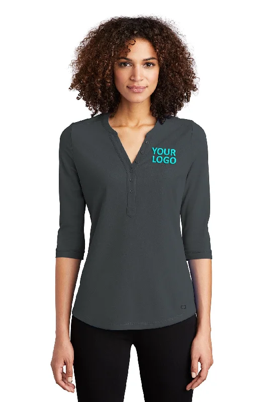 OGIO Ladies Jewel Branded Henleys, Diesel Grey