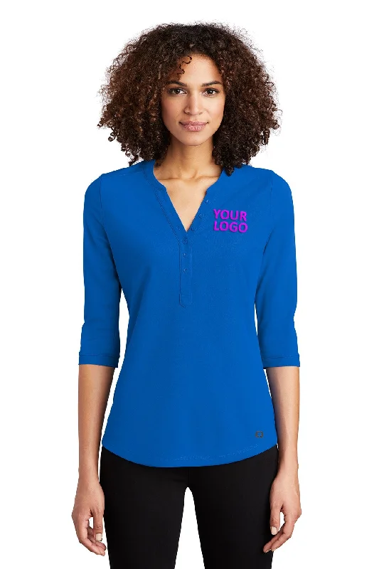 OGIO Ladies Jewel Branded Henleys, Electric Blue