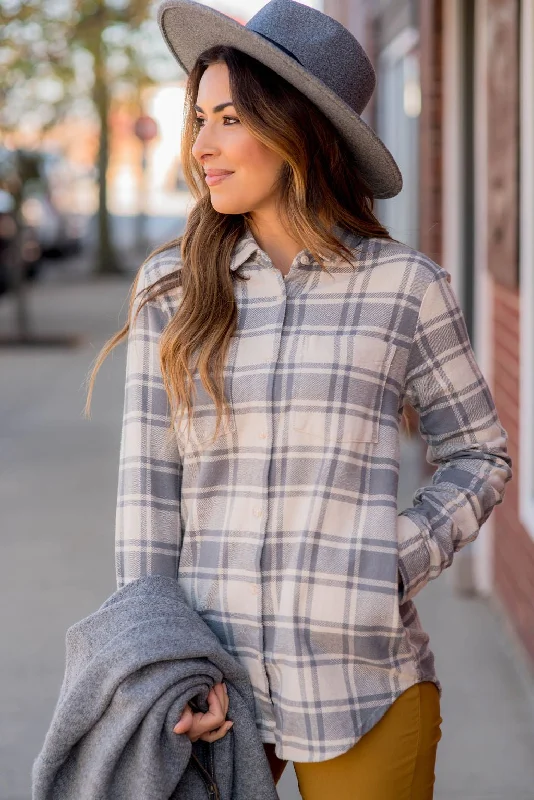 Pocketed Plaid Button Up