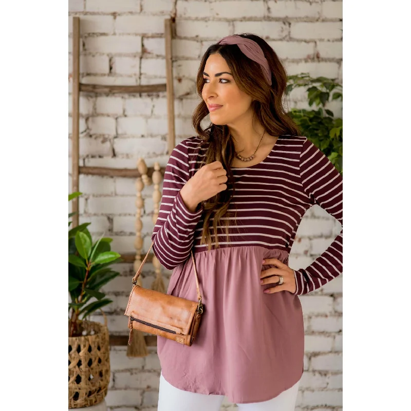 Striped Top Peplum Blouse