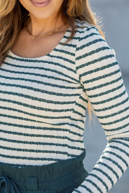 Textured Stripes Long Sleeve Tee