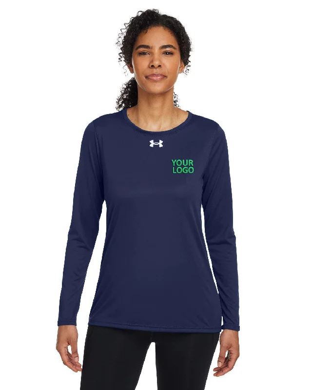 Under Armour Ladies Tech Long-Sleeve Custom T-Shirts, Navy