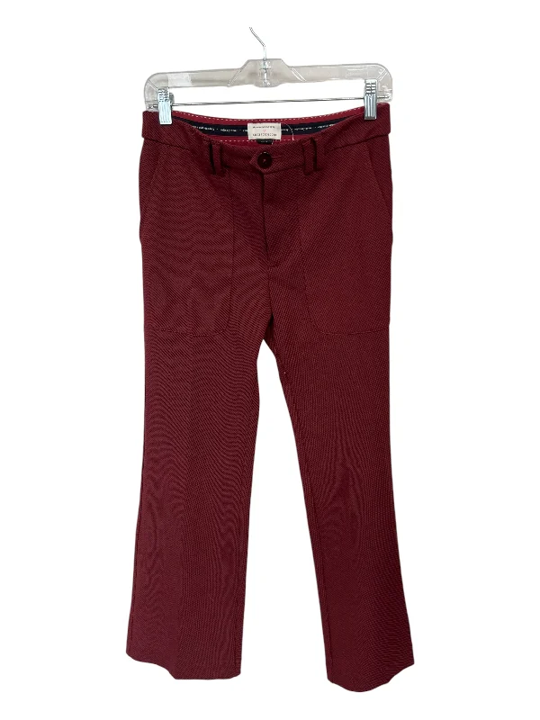 Anthropologie Size 4 Maroon Viscose Blend Striped Trouser Pants