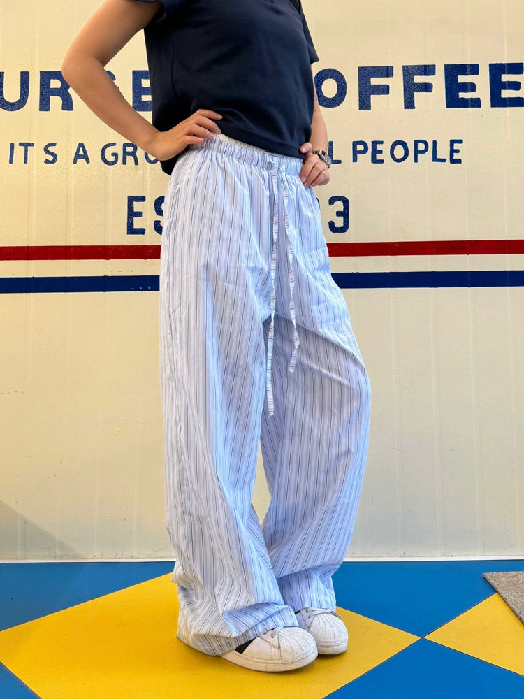 Drawstring Striped Casual Pants