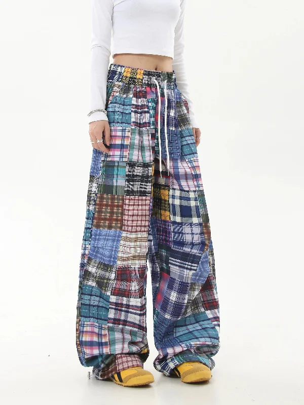 Colorful Plaid Drawstring Pants