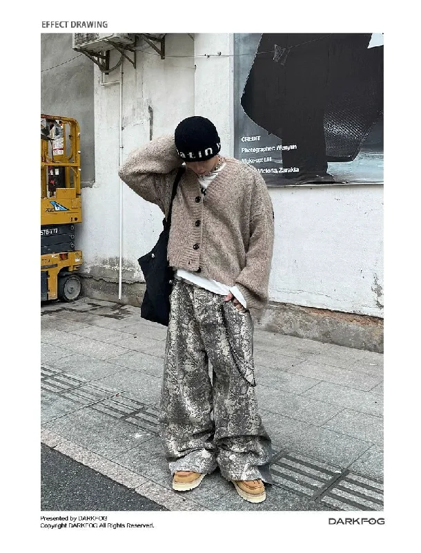 Snake Pattern Loose Fit Pants