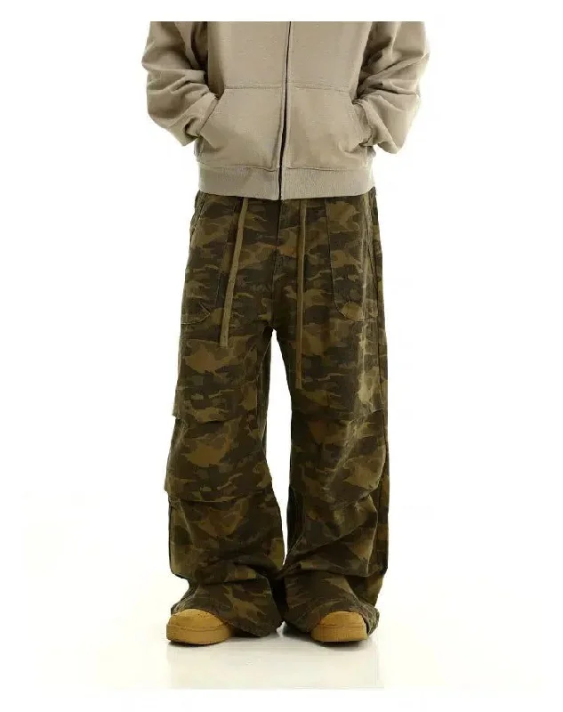 Vibrant Camo Drawstring Cargo Pants