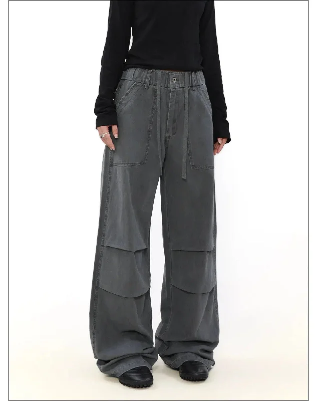 Waist String Pleated Wide Pants