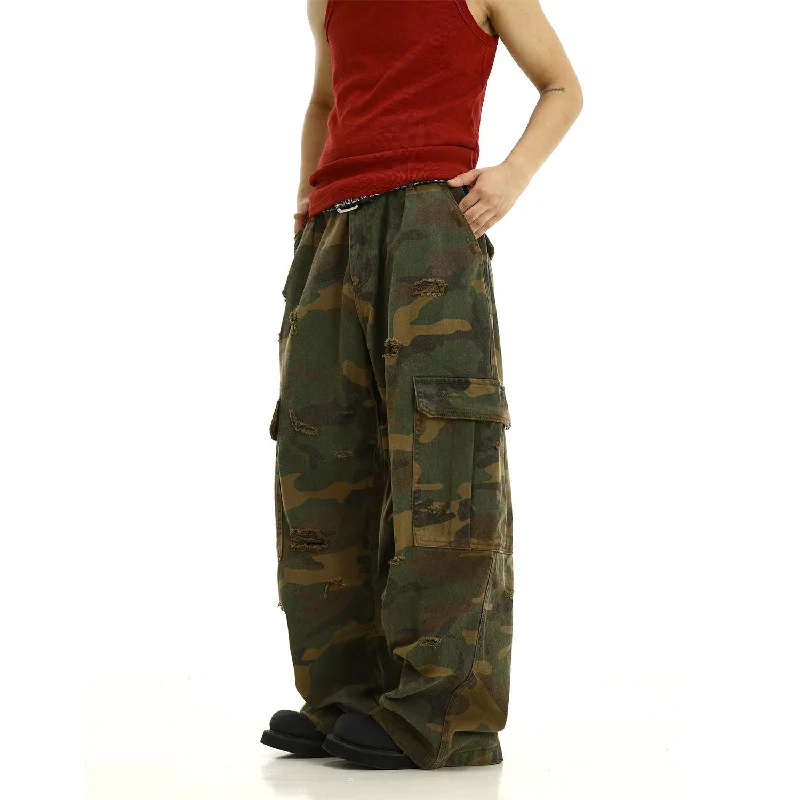 Distressed Spots Camouflage Pants