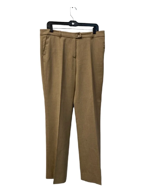 Etro Size 46 Tan Wool Blend Mid Rise Pockets Straight Leg Trouser Pants