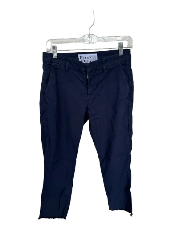 Frank & Eileen Size 4 Navy Cotton Raw Hem Pants