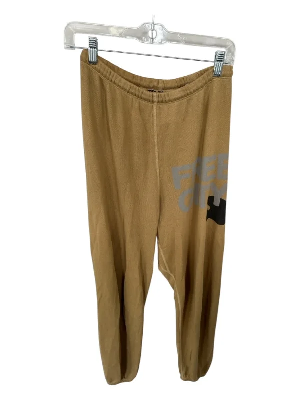 Free City Size S Tan & Gray Cotton Drawstring Jogger Athletic Pants