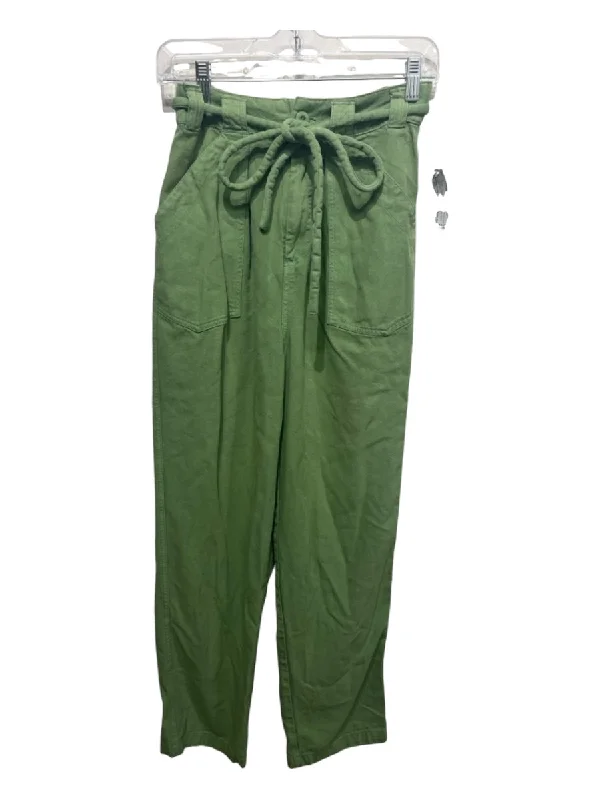 Free People Size XS Green Cotton & Viscose Blend Carpenter Pockets Cargo Pants