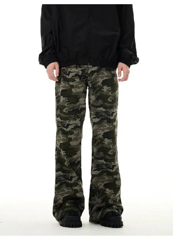 Front Pocket Flared Camo Pants