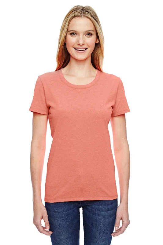 Fruit Of The Loom Womens HD Jersey Short Sleeve Crewneck T-Shirt - Heather Retro Coral