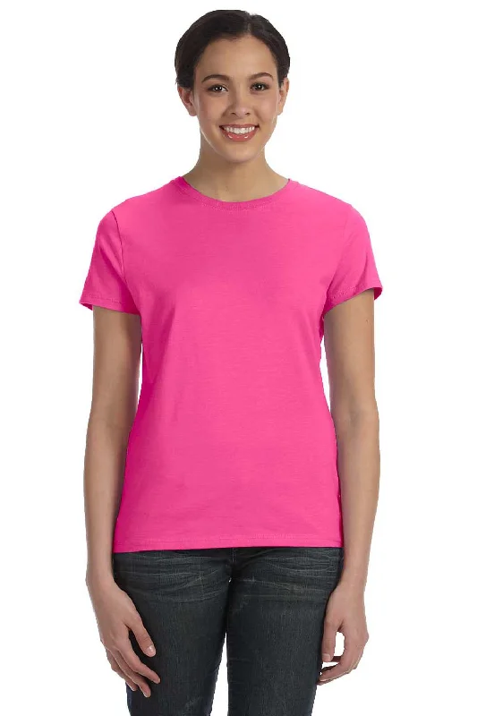 Hanes Womens Nano-T Short Sleeve Crewneck T-Shirt - Wow Pink - Closeout