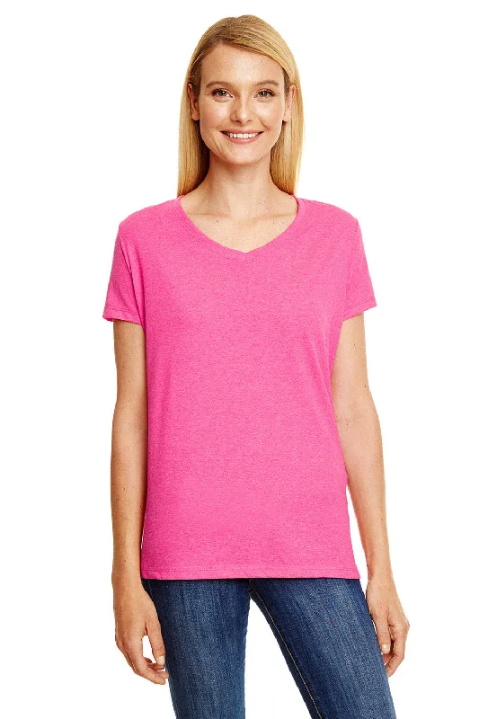 Hanes Womens X-Temp FreshIQ Moisture Wicking Short Sleeve V-Neck T-Shirt - Jazzberry Pink