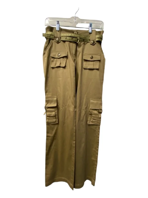 Jessie Della Femina Size 2 Khaki Cotton Blend Cargo zip fly Straight Cut Pants