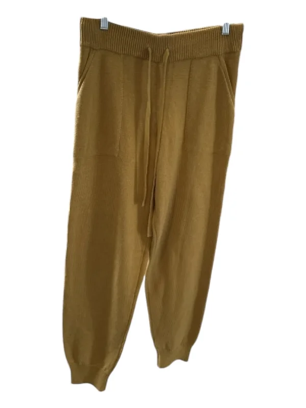 LPA Size S Mustard Polyester Blend Drawstring Knit Jogger Pants