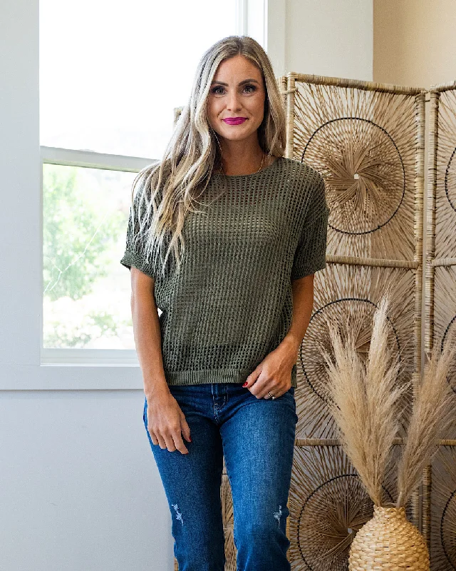 Josslyn Open Weave Top - Olive