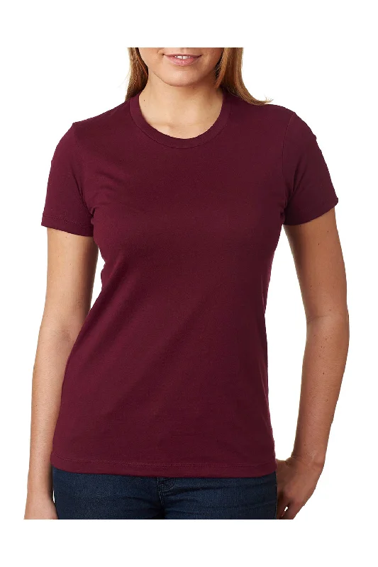 Next Level Womens Boyfriend Fine Jersey Short Sleeve Crewneck T-Shirt - Maroon