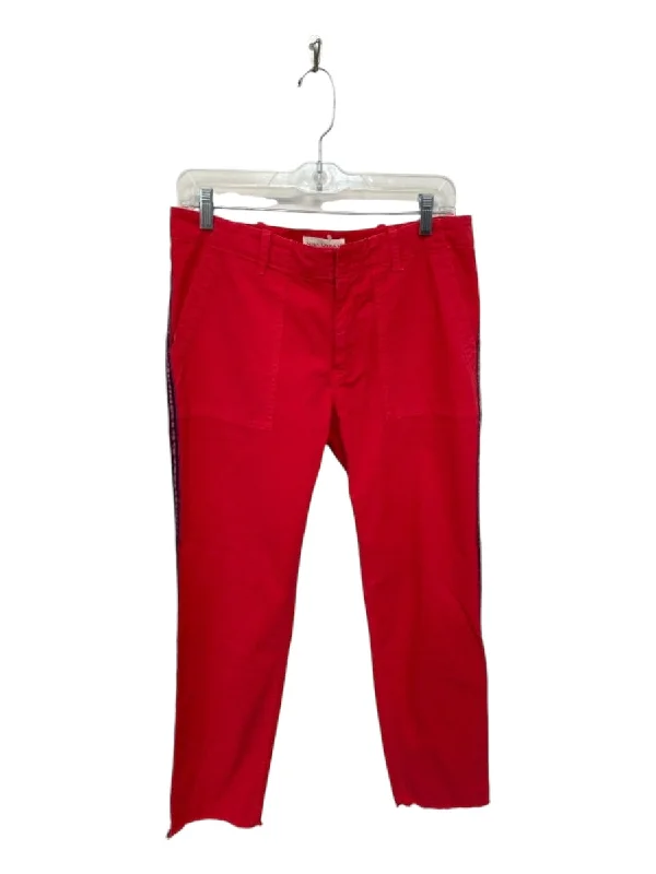 Nili Lotan Size 6 Red Cotton Side Stripe Pants