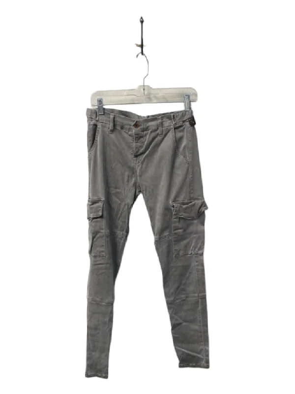 NSF Size 26 Gray Green Cotton Blend Zip Fly Belt Loops Cargo Pockets Pants